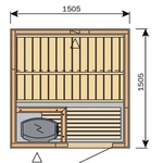 HARVIA Sauna Cabins SAUNA CABIN HARVIA VARIANT «SQUARE» 1,5 x 1,5M, HARVIA VEGA BC45, S1515R HARVIA VARIANT «SQUARE»