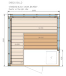 HARVIA сауна кабины САУНА КАБИНА HARVIA BLOCK SHB2020ALD, 2000x2000мм, КАМЕНКА С ПРАВОЙ СТОРОНЫ HARVIA BLOCK