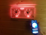 Sauna thermo and hygrometers DUO SAUNIA LED-RGB THERMO-HYGROMETER 46307, 12V/230V, IP65, BLUETOOTH SAUNIA LED-RGB THERMO-HYGROMETER 46307