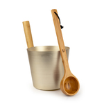 Sauna bucket and ladle sets SAUFLEX ALUMINIUM BUCKET AND LADLE SET GOLD SAUFLEX ALUMINIUM BUCKET AND LADLE SET