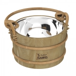 Sauna buckets, pails, basins SAWO WOODEN BUCKET WITH STAINLESS STEEL INSERT